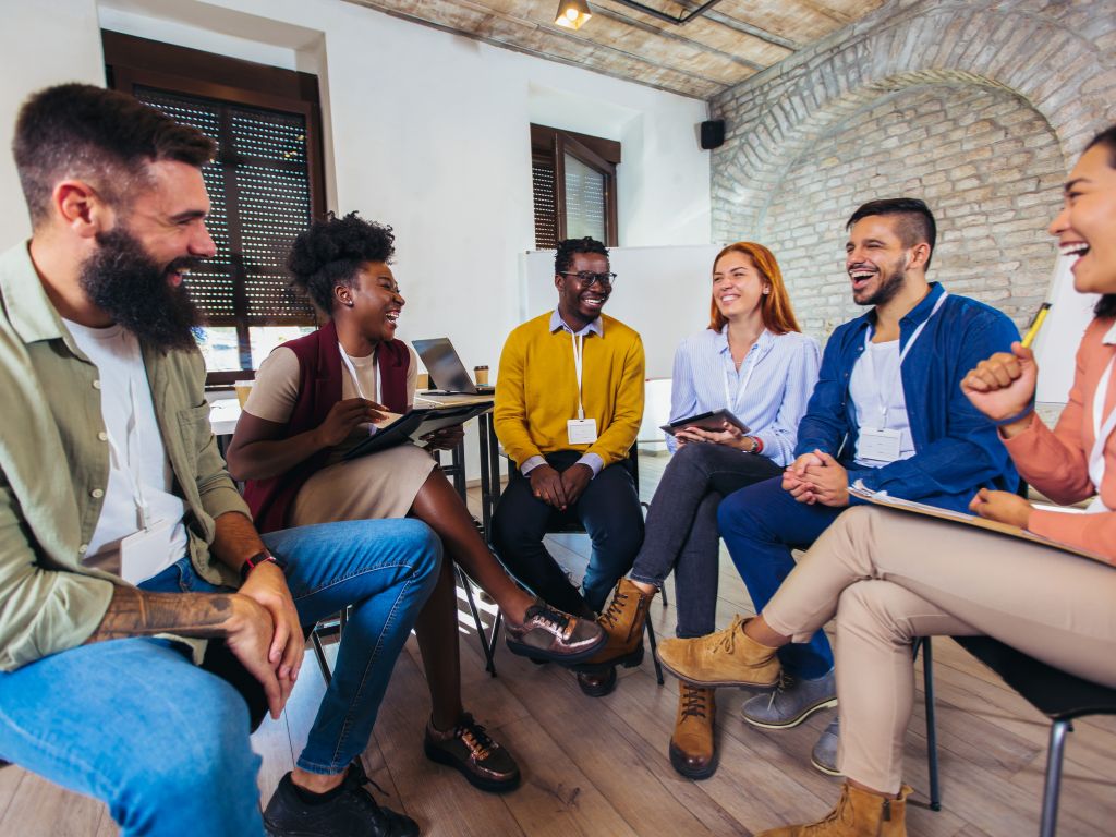 Happy Diverse Employee Group A Leader Should Show Common Decency And Respect To All Participants